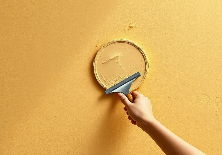Application d'un enduit décoratif à la lisseuse sur un mur